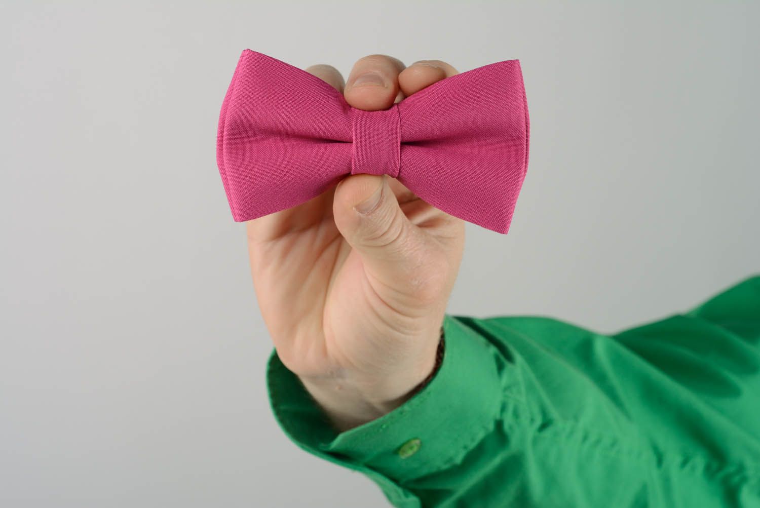 Textile bow tie of crimson color photo 5