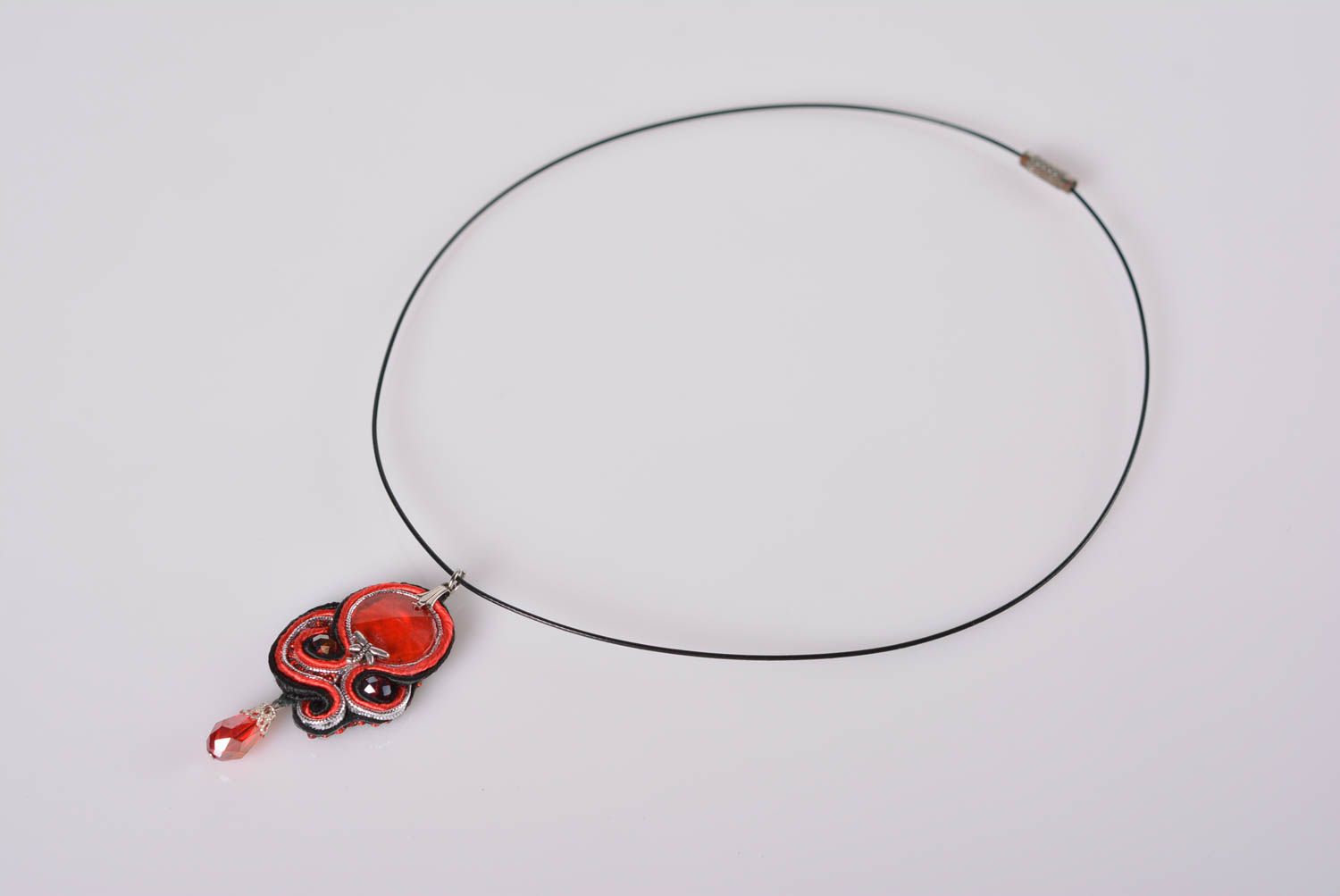 Beautiful handmade soutache pendant beaded pendant accessories for girls photo 1