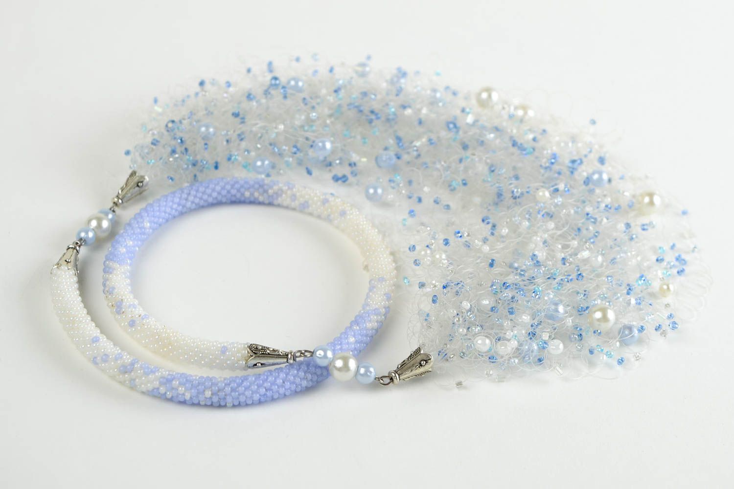 Handmade air necklace unusual fashion jewelry crocheted designer accessory photo 4