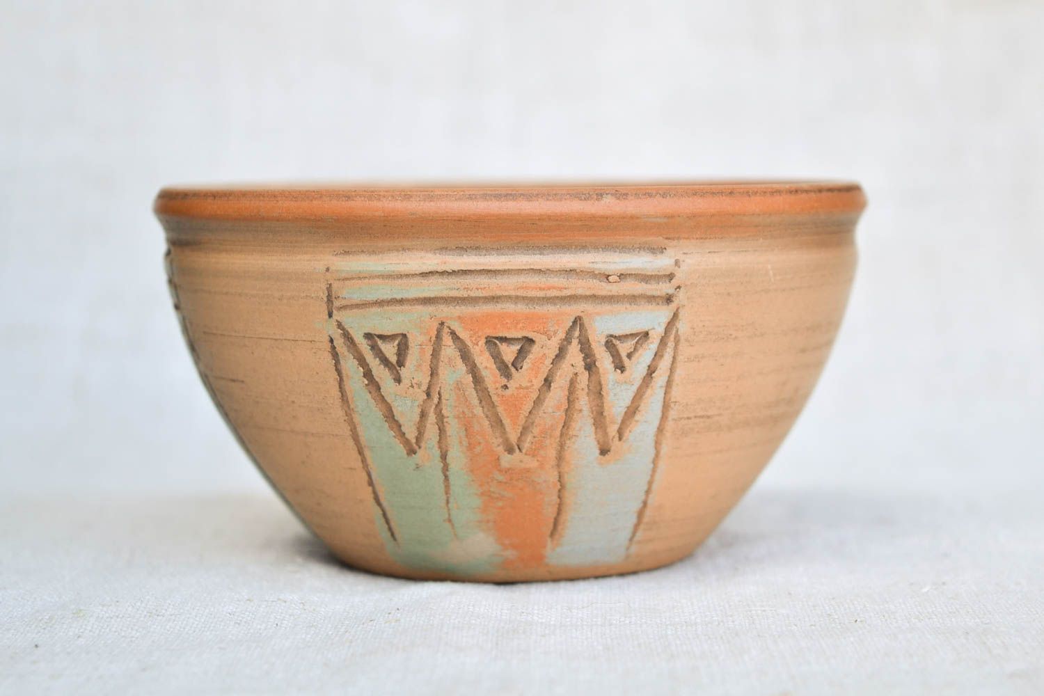 Cuenco cerámica artesanal vasija de arcilla utensilio de cocina pintado foto 3