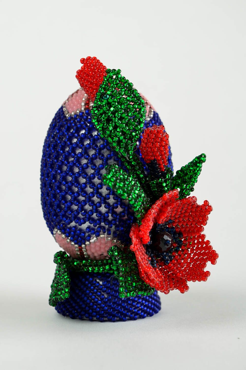 Huevo decorativo con abalorios hecho a mano objeto de decoración regalo original foto 3
