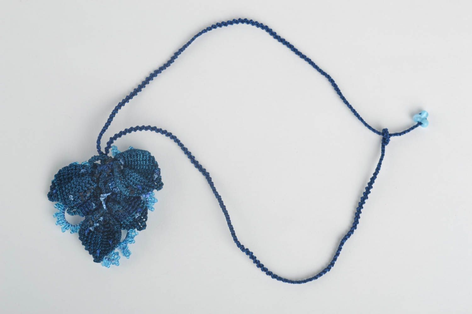 Pendentif bleu Bijou fait main macramé ankars perles de rocaille Cadeau original photo 3
