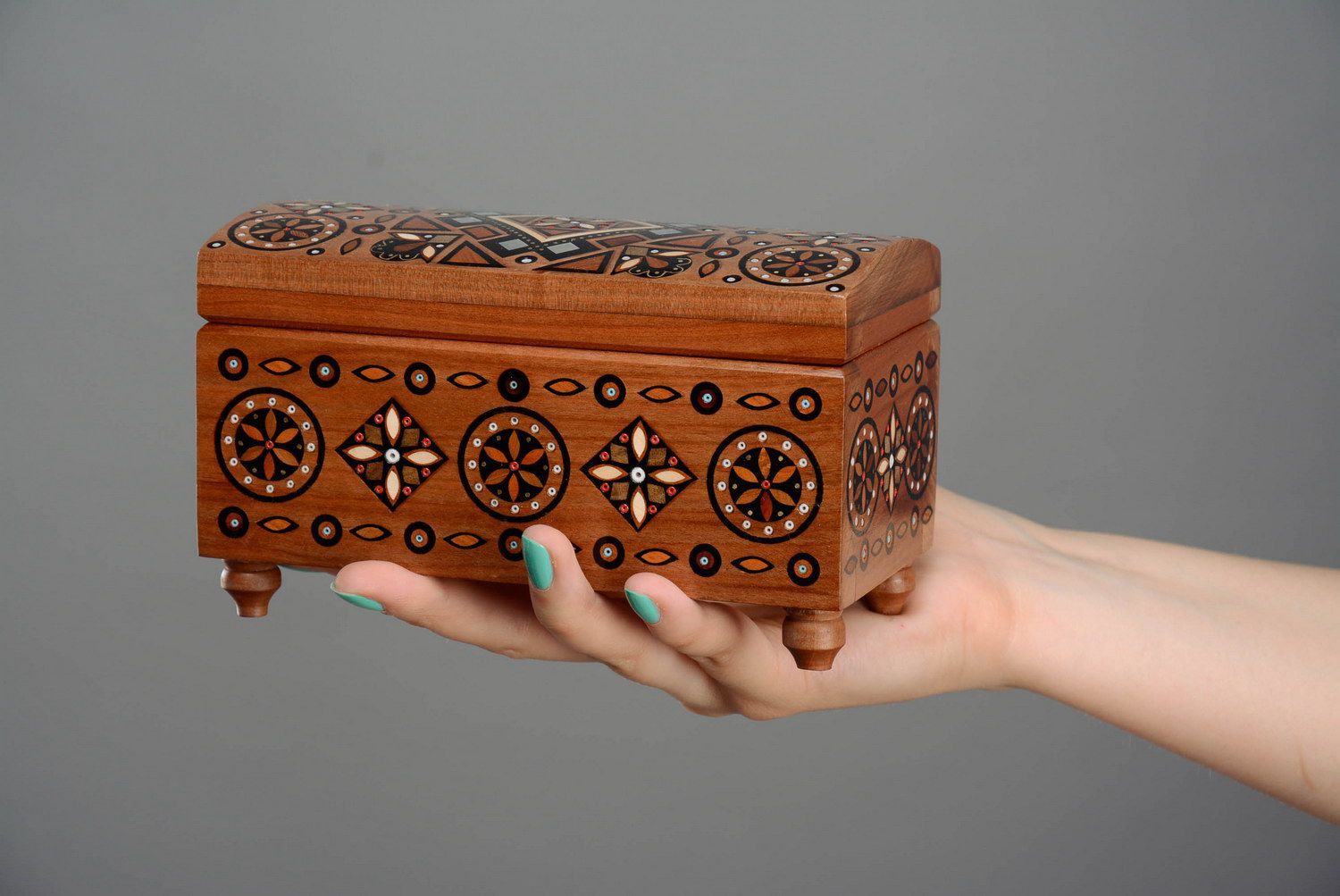 Wooden box inlaid with metal photo 5