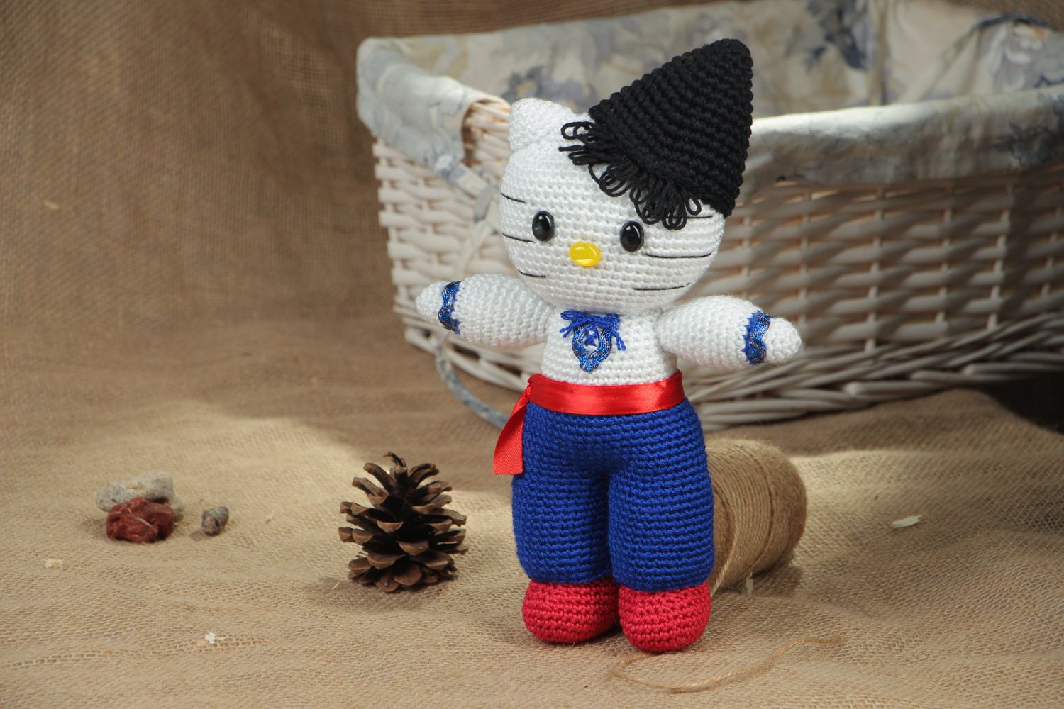 Handmade crochet soft toy Cossack Cat photo 5