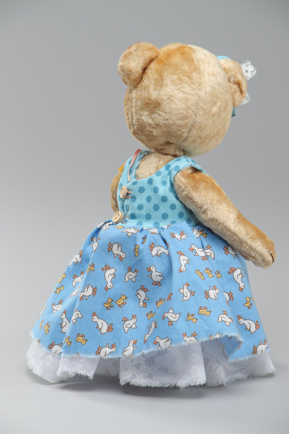 Joli jouet mou fait main ourson en robe peluche sympa cadeau pour enfant photo 4