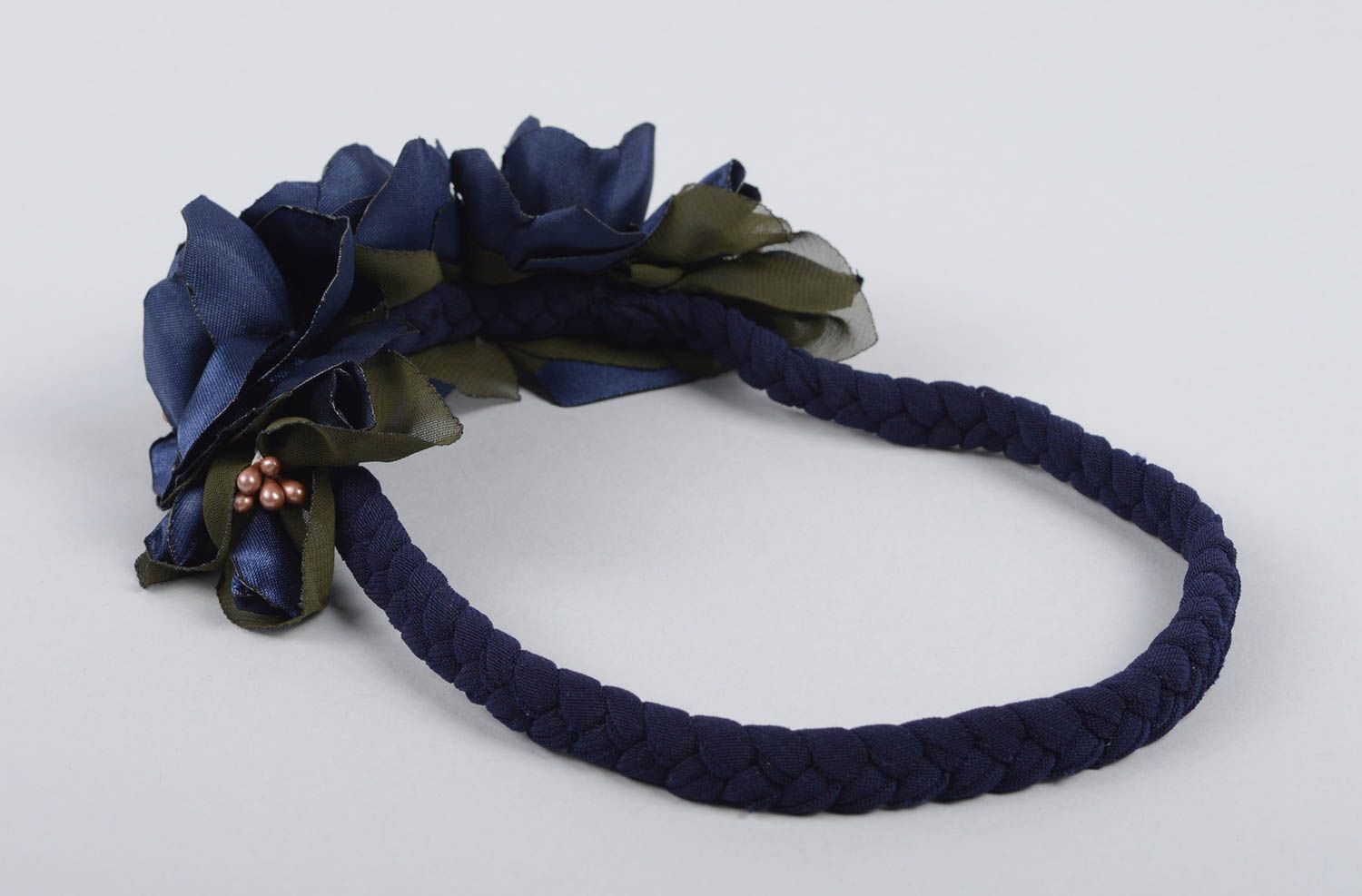 Banda para el cabello artesanal azul cinta de pelo moderna regalo para niña foto 3