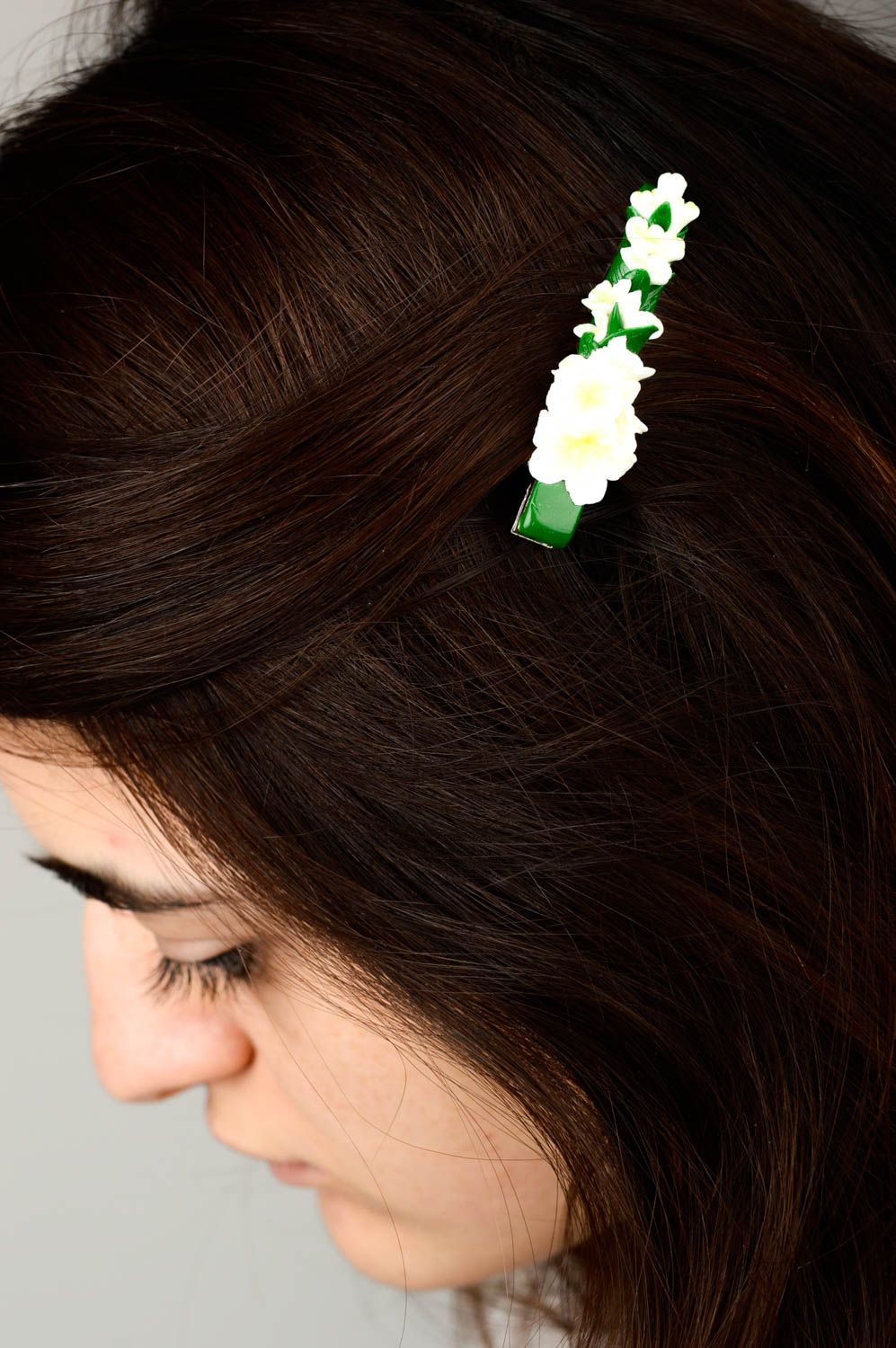 Handmade Haarspange mit Blumen Damen Modeschmuck Haar Spange einzigartig foto 2