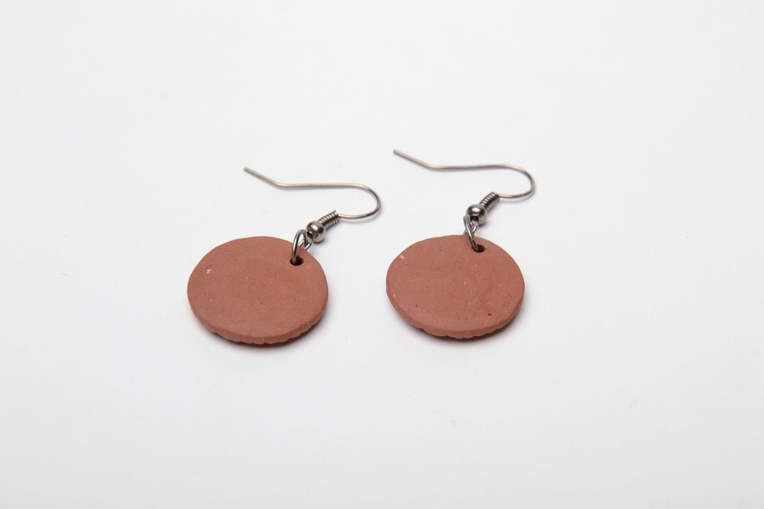 Round ceramic earrings in the shape of buttons photo 5