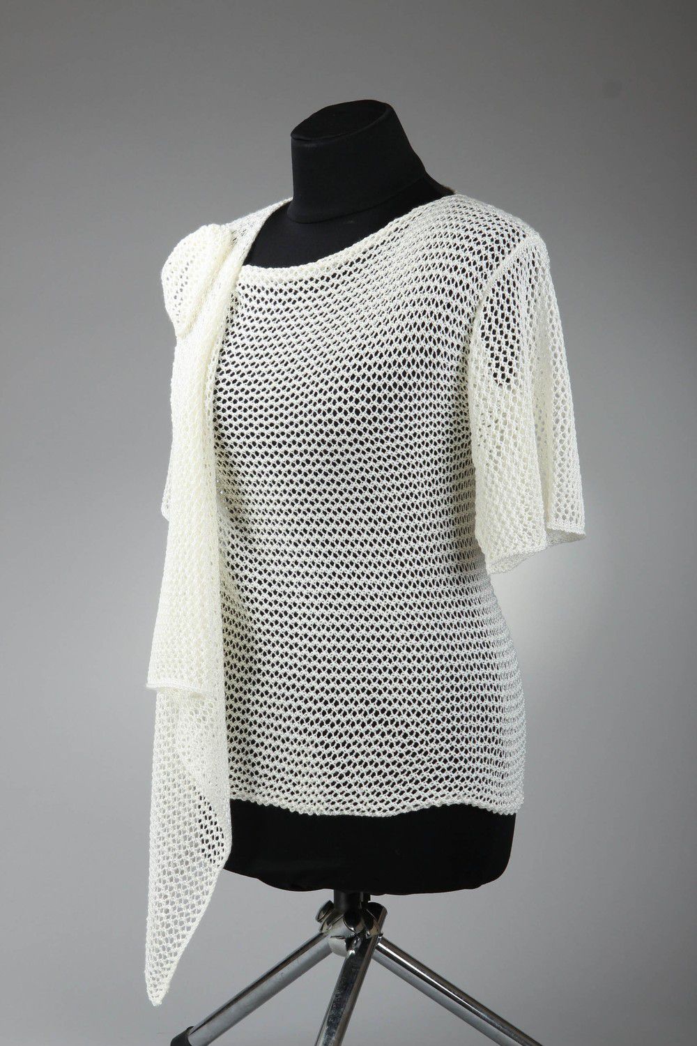 Blouse tricotée blanche pour femme photo 2