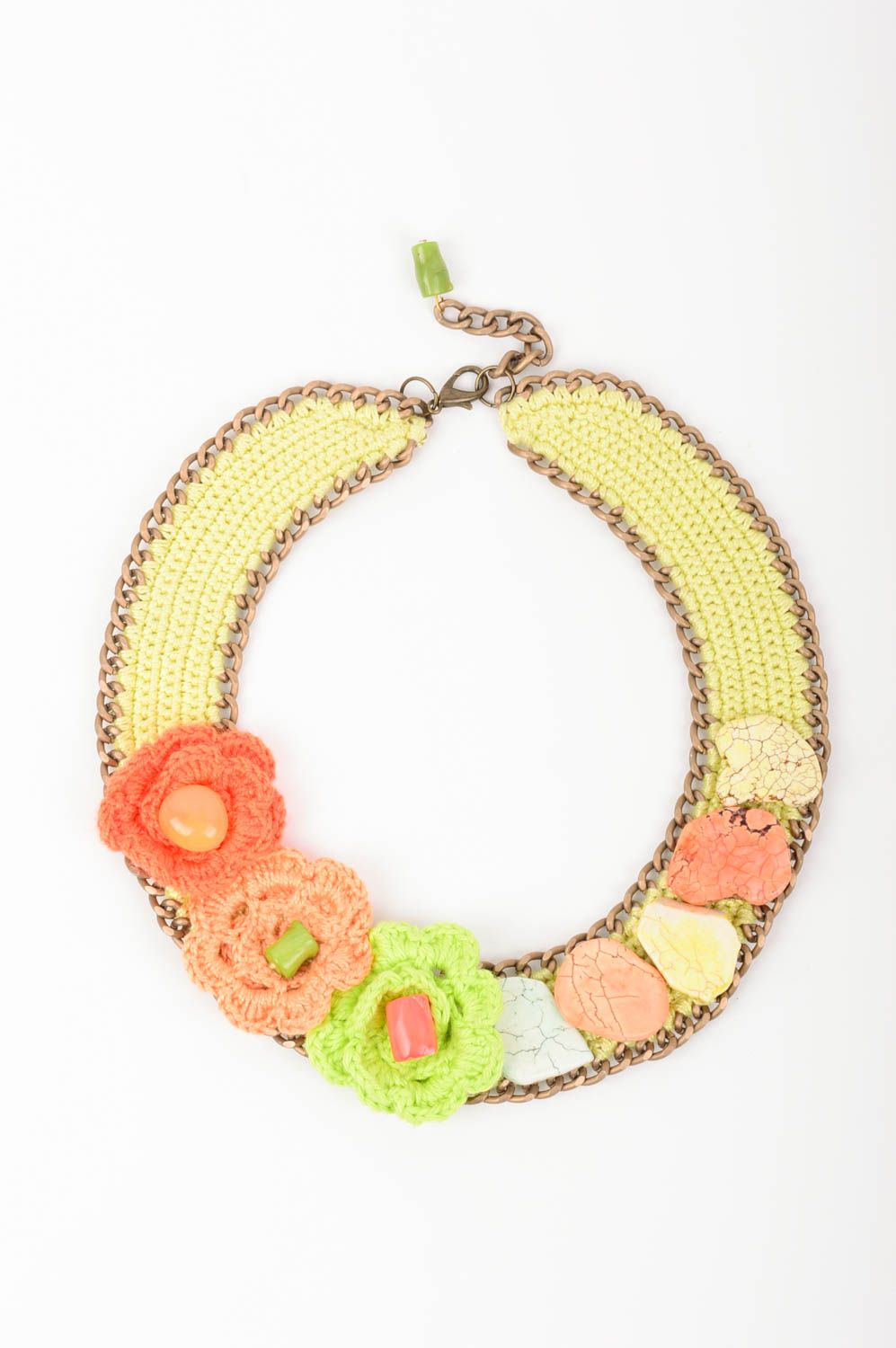 Handmade Blumen Collier Modeschmuck Halskette Geschenk für Frauen zart grell foto 1