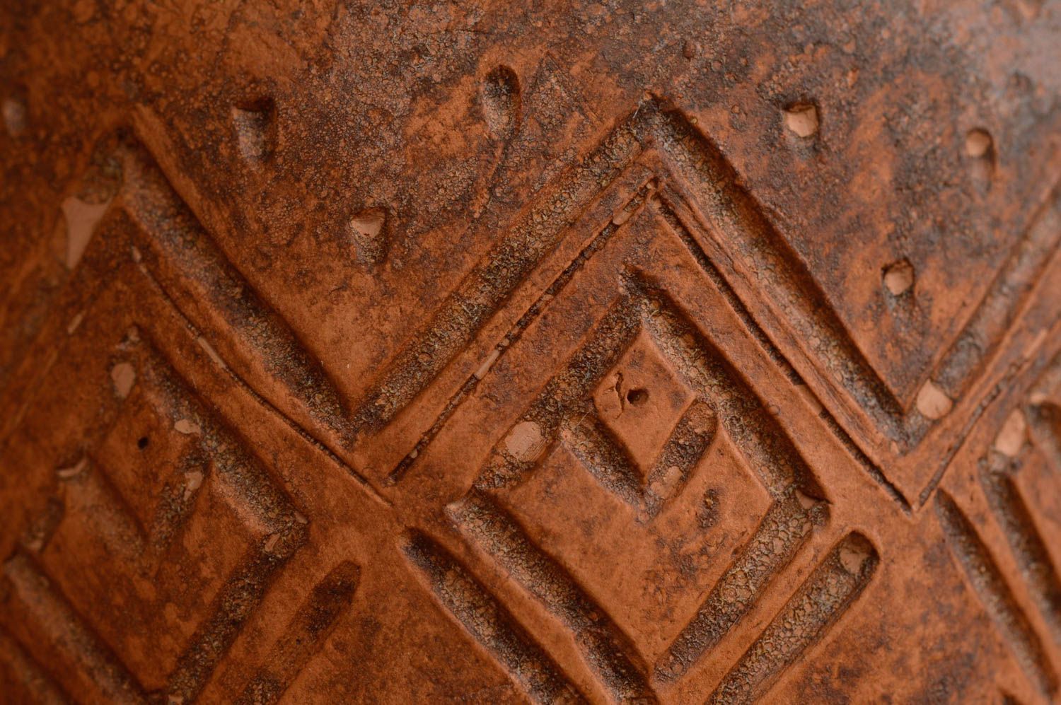 Tasse marron en terre cuite à motif faite main écologique originale poterie photo 5