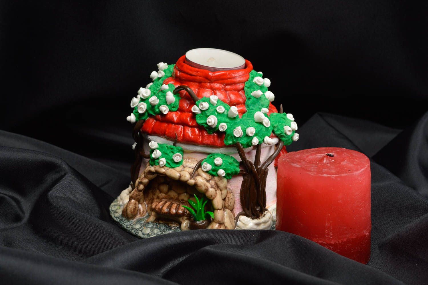 Handmade porcelain candlestick unusual ceramic home decor stylish candle holder photo 1