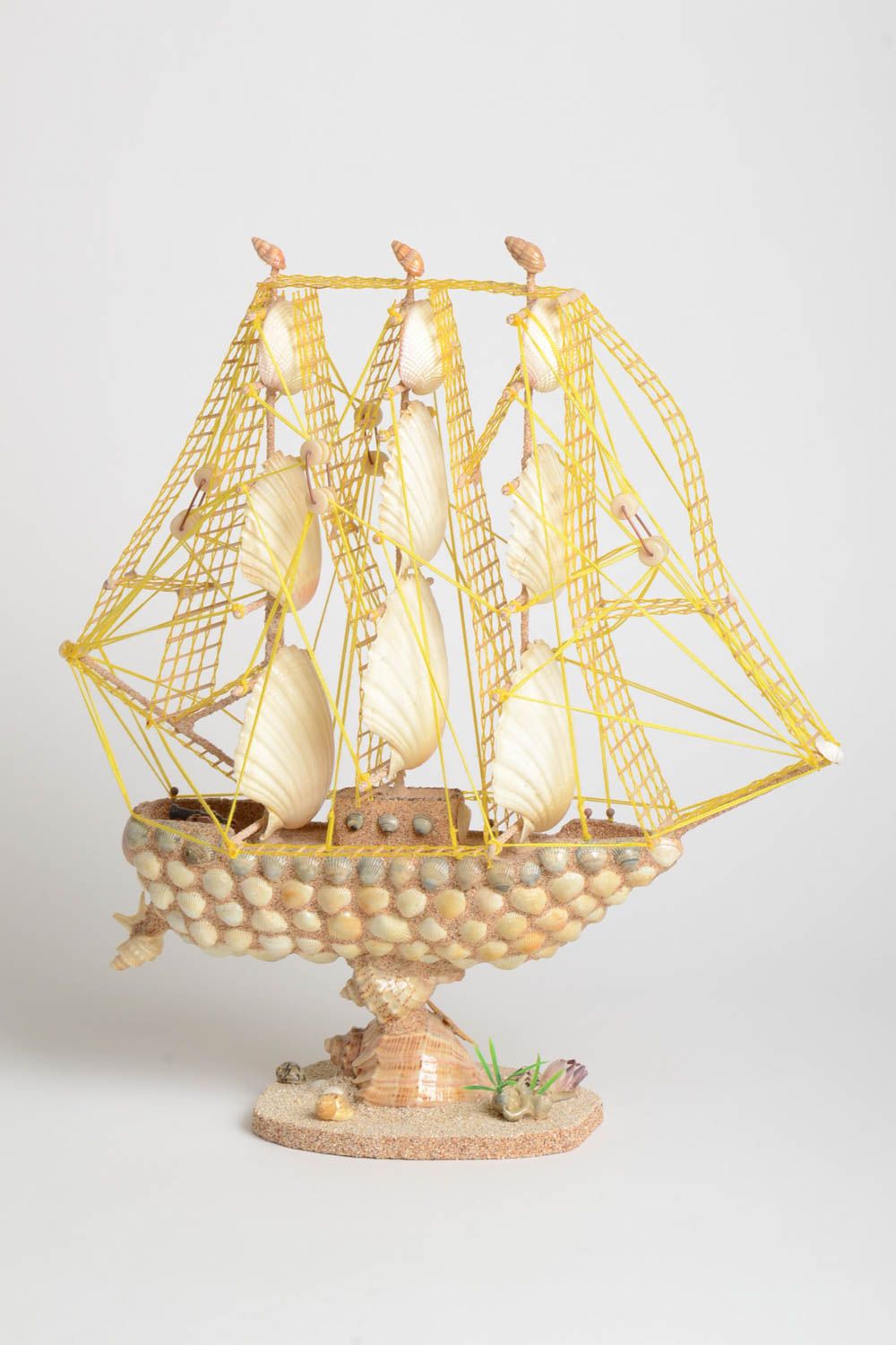 Корабль из ракушек ручной работы изделие из ракушек декоративное изделие фото 2