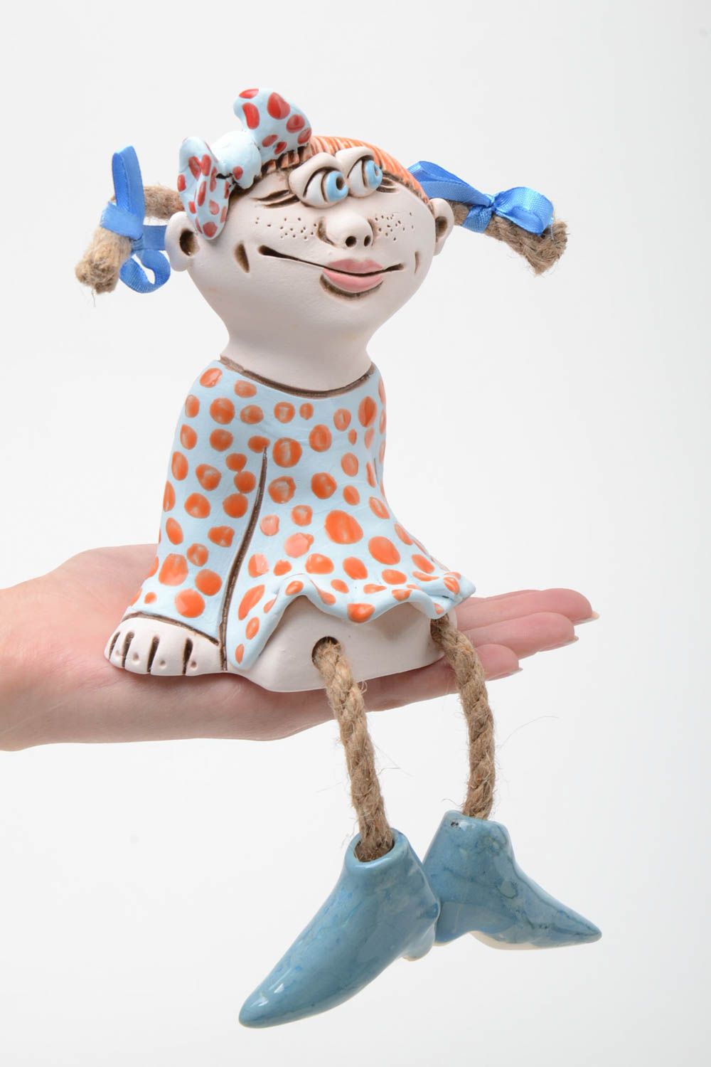 Tirelire d'argile faite main en forme de fille originale peinte décoration photo 5