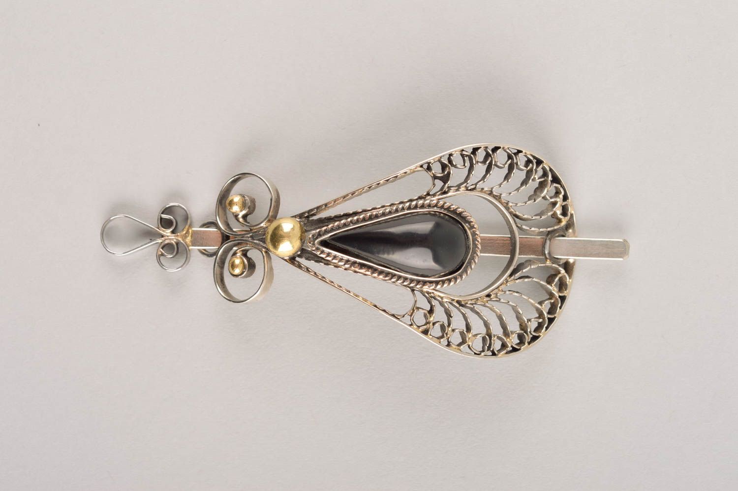 Handmade Haar Accessoire Haar Spange Metall schmuck aus Kupfernickel mit Achat foto 3