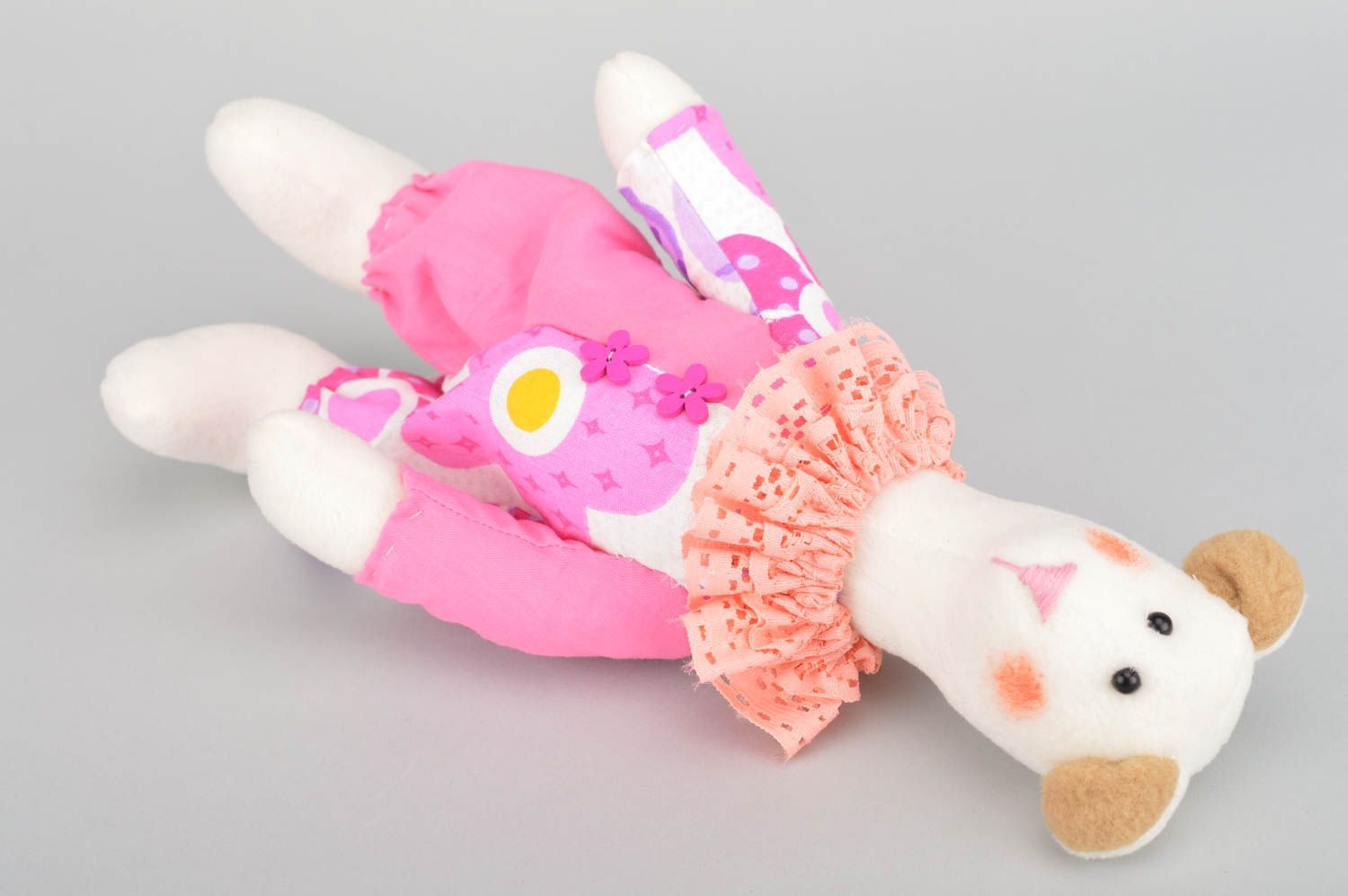 Kuscheltier Bär handmade rosa weiches Kuscheltier Geschenk für Kind künstlerisch foto 5