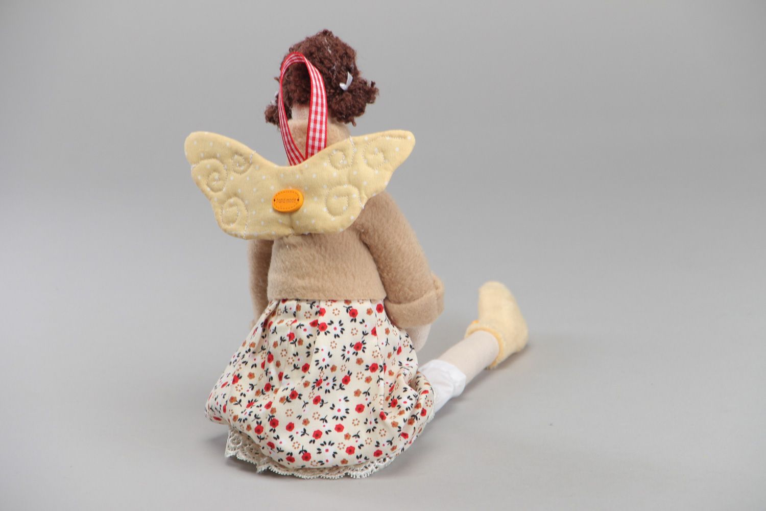 Homemade designer fabric soft doll Angel of Home Coziness photo 3
