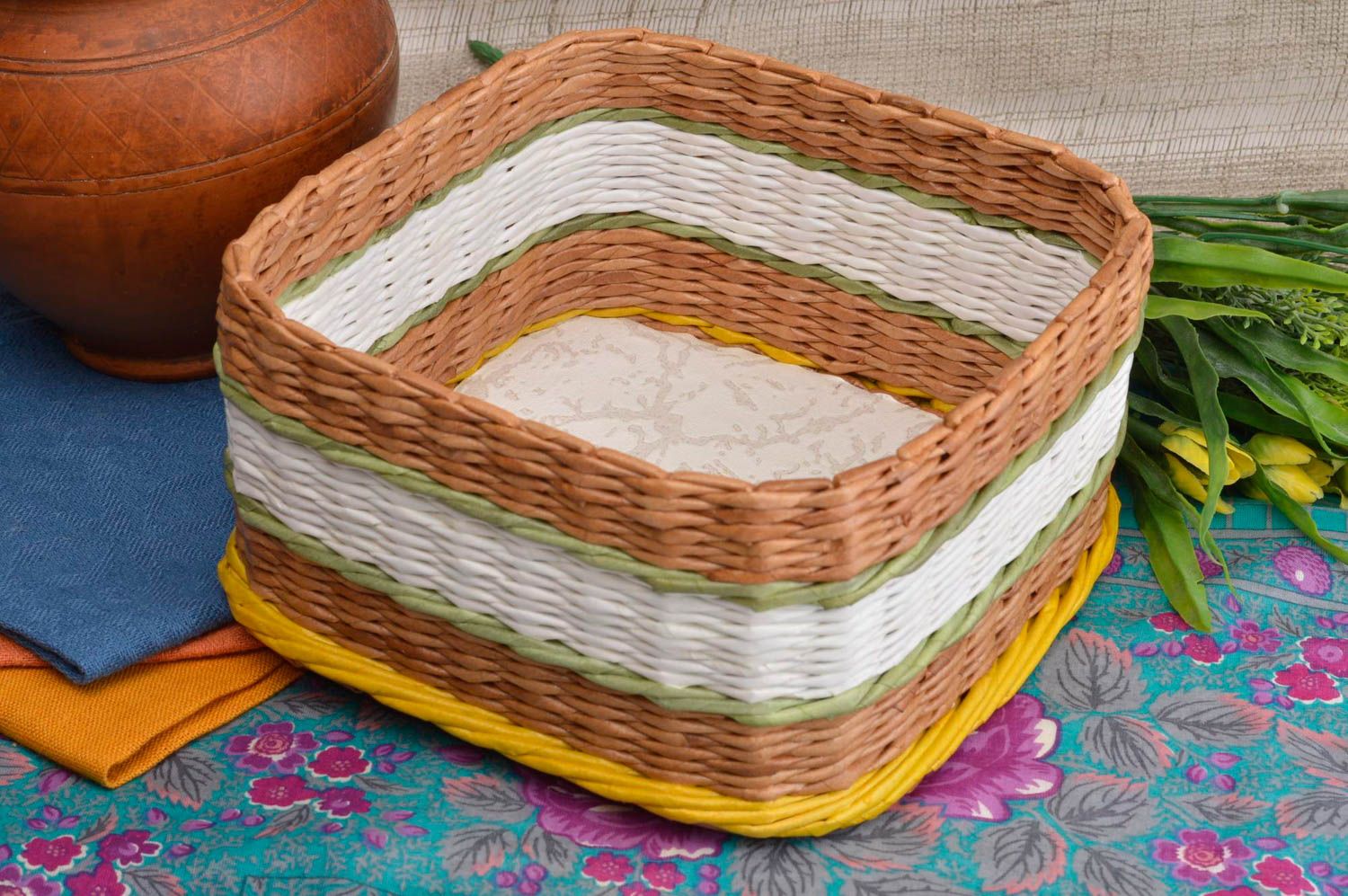 Handmade paper basket unusual paper tubes box decor ideas unusual gift  photo 1