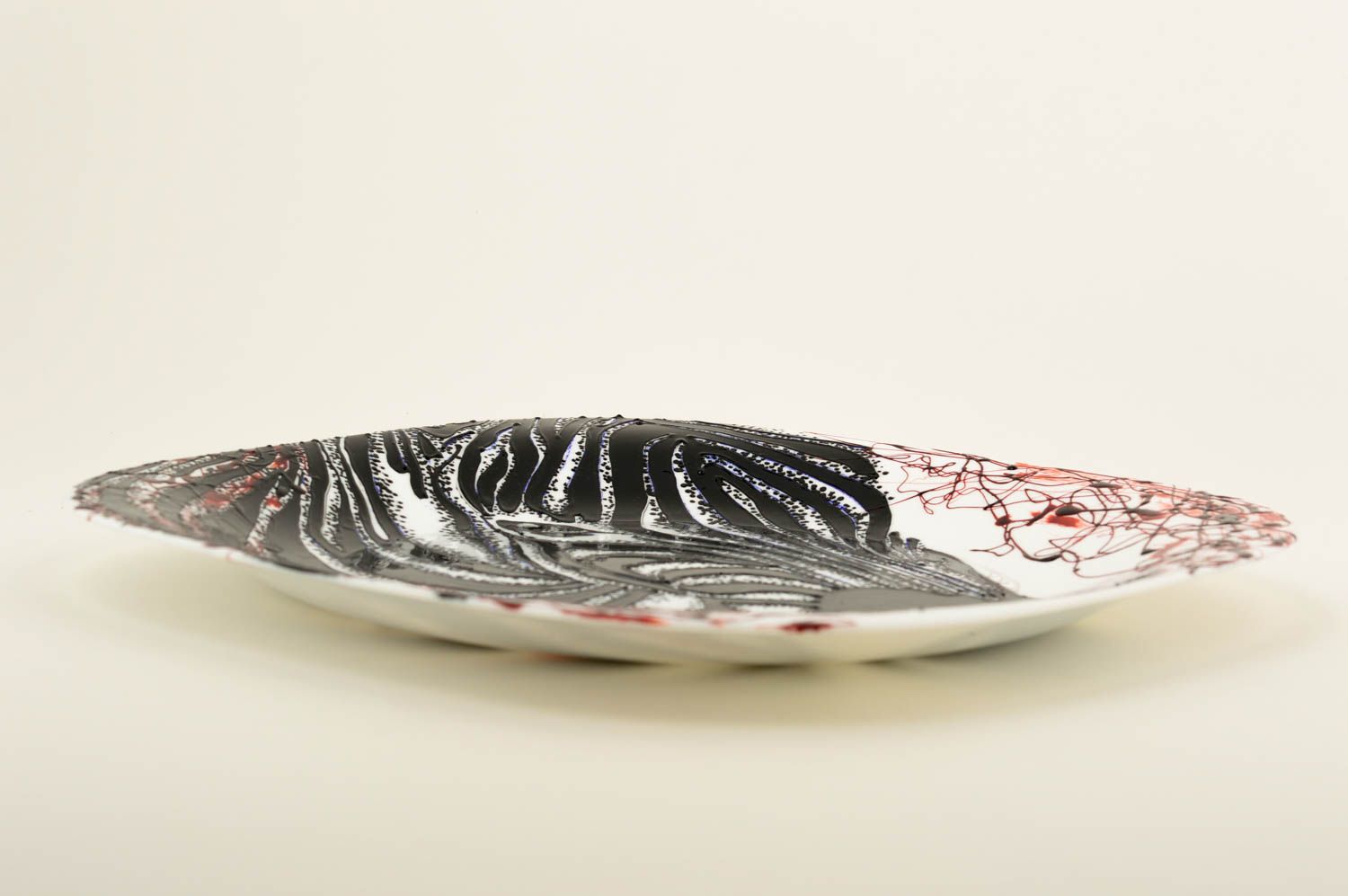 Plato de cristal hecho a mano vajilla moderna utensilio de cocina con cebra foto 3