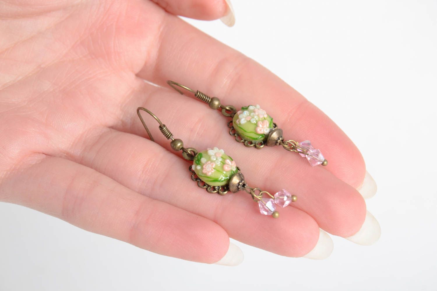Unusual handmade plastic earrings flower earrings beautiful jewellery gift ideas photo 2