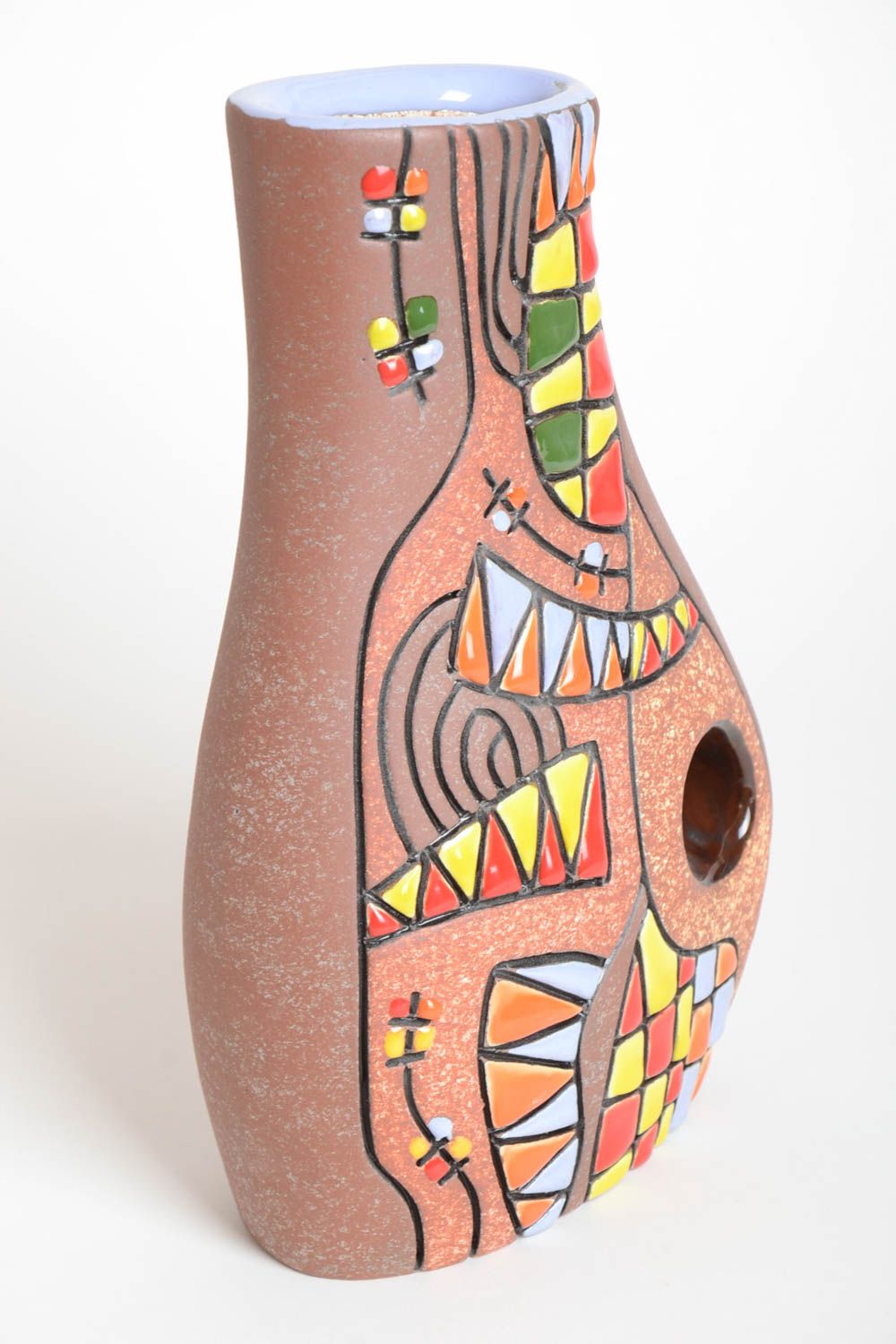 Handmade ceramic art style flower vase 60 oz, 11 inches, 3 lb photo 2