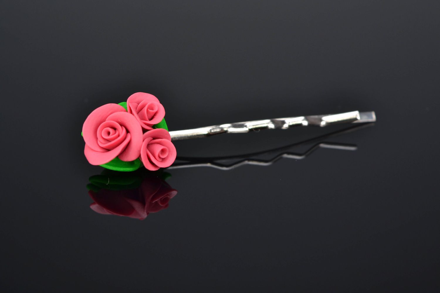 Polymer clay hairpin Roses photo 1