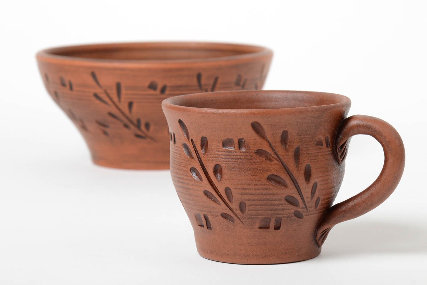 Keramik Geschirr Set 2 Stück Tasse und Schüssel 400 ml und 700 ml handmade foto 2