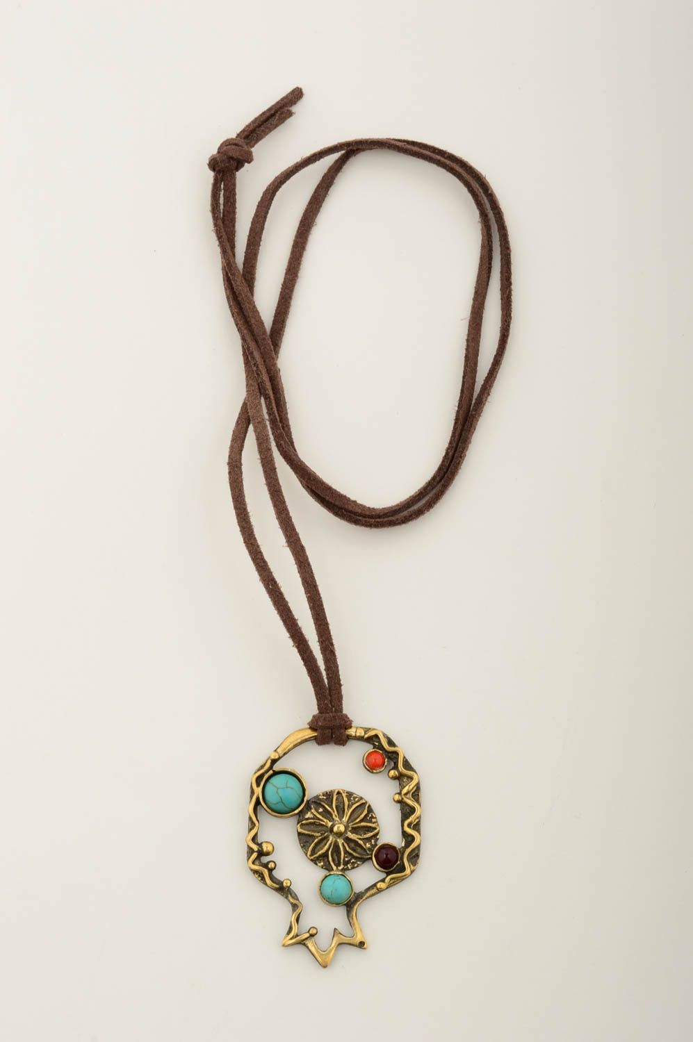Handmade bronze pendant unusual metal accessory stylish pendant for girls photo 3