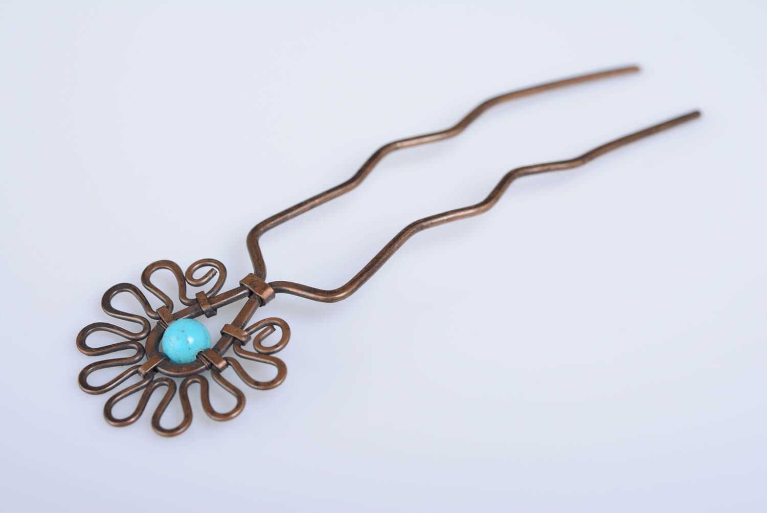 Handmade Kupfer Haarnadel Wire Wrap mit Naturstein elegant schön für Frauen foto 1