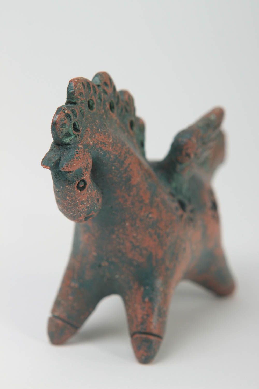 Окарина ручной работы свистулька из глины музыкальная эко-игрушка в виде коня фото 2