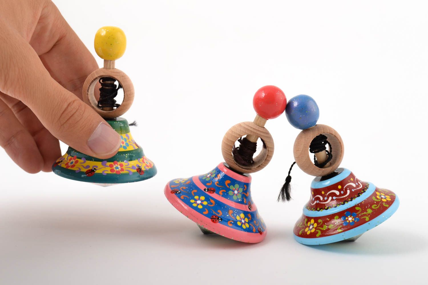 Peonzas de madera hechas a mano regalo personalizado  juguetes para niños foto 5