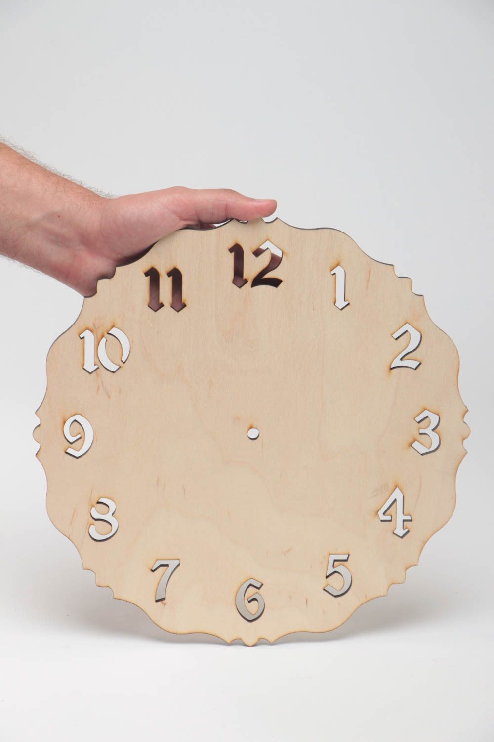 Handmade plywood craft blank for decoration round large interior wall clock   photo 5