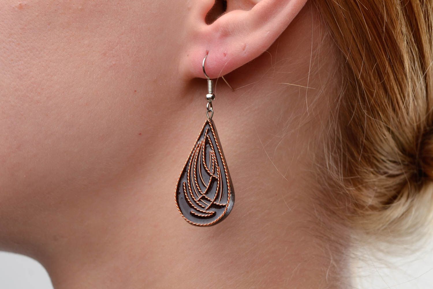 Handcrafted jewelry wood earrings dangling earrings women accessories photo 1