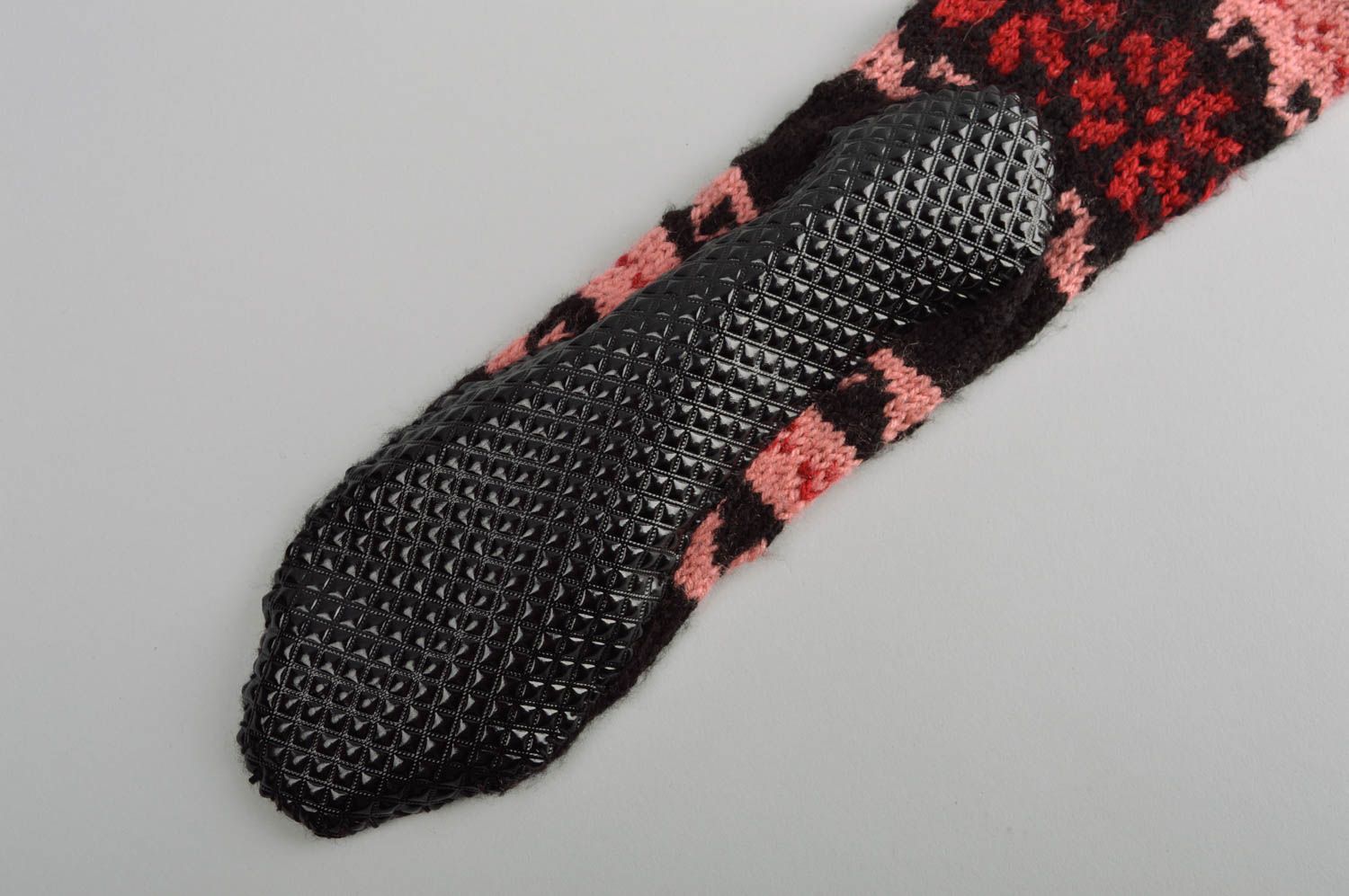 Носки ручной работы зимний аксессуар шерстяные носки с подошвой из дермантина фото 4