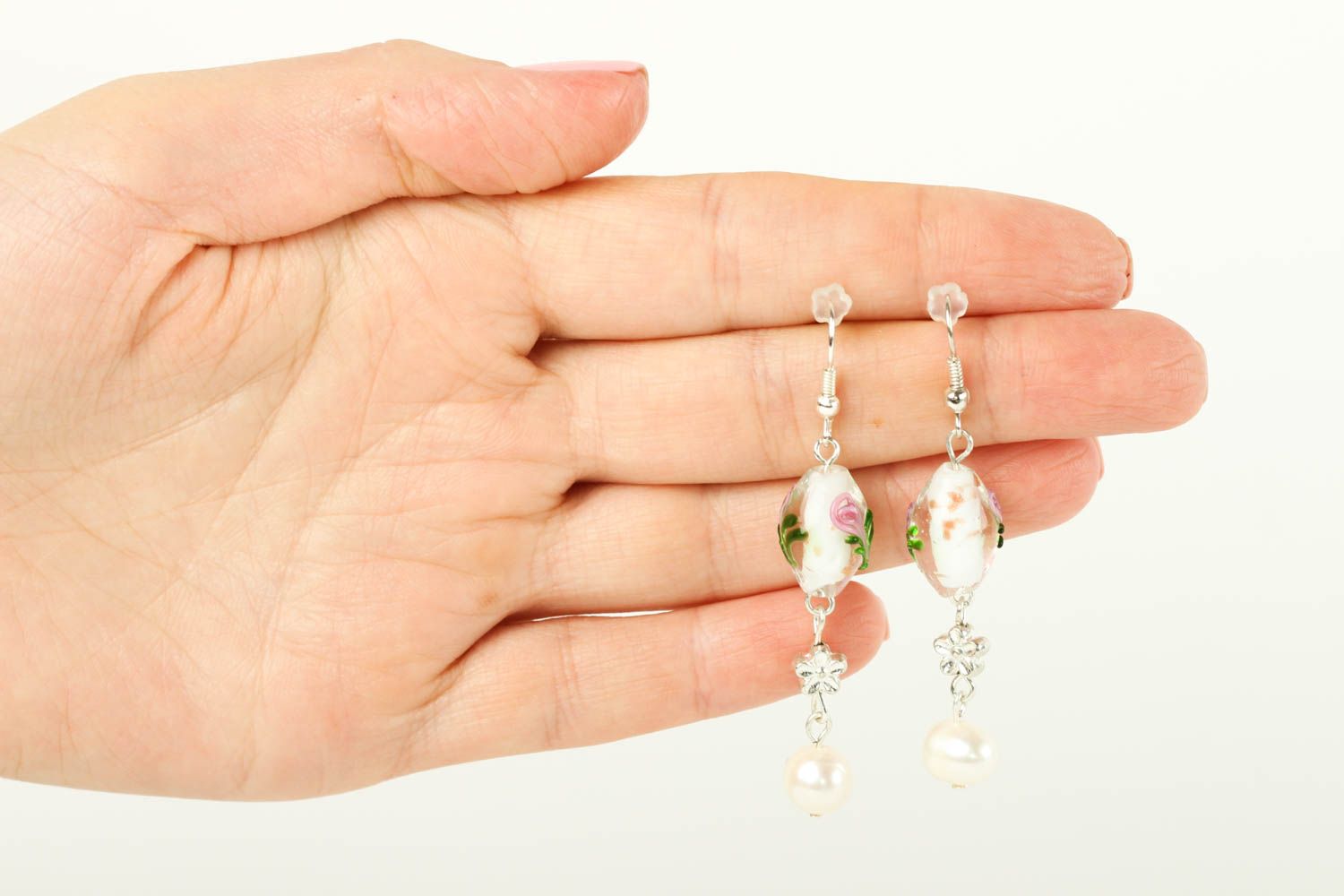 Boucles d'oreilles perles verre Bijou fait main pendantes Cadeau pour femme photo 5