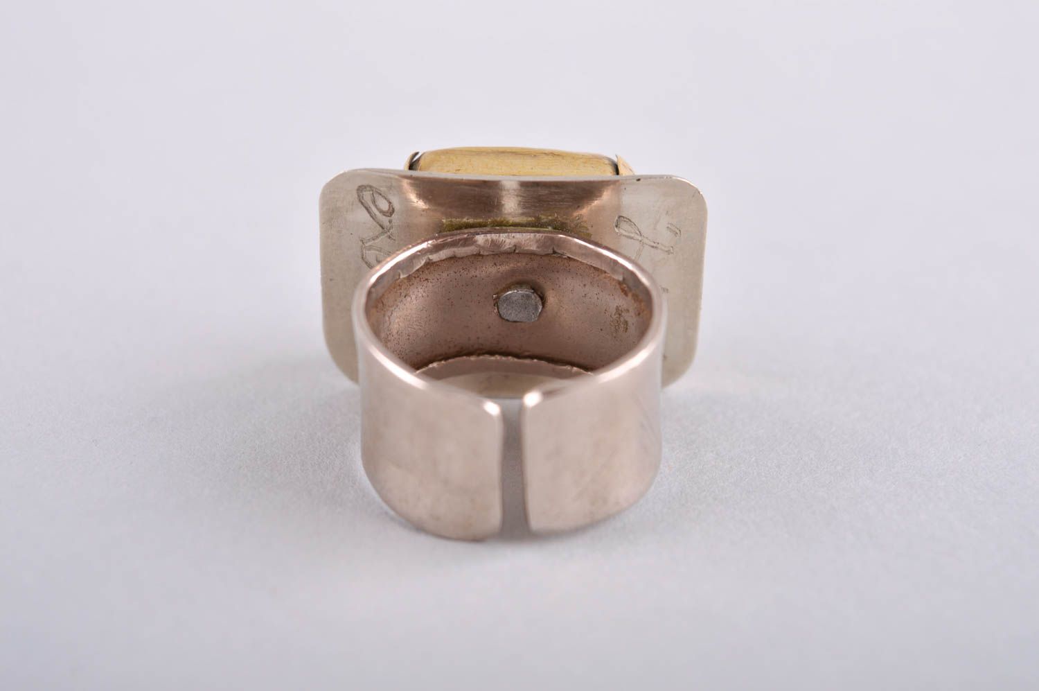 Кольцо ручной работы кольцо из мельхиора и латуни металлическое украшение фото 4