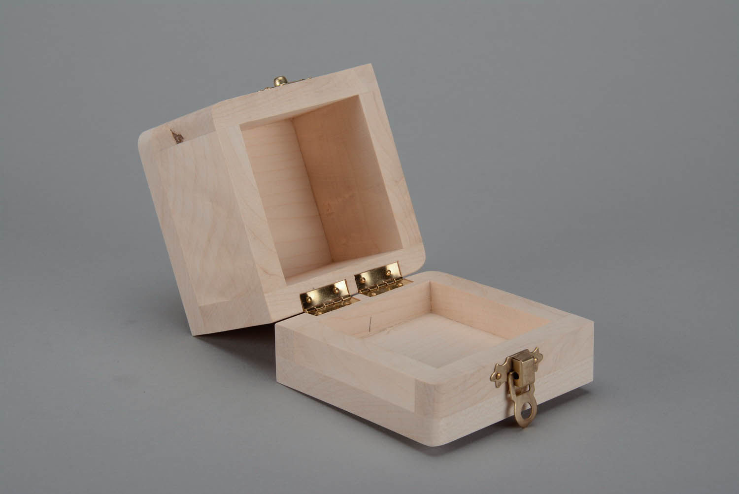 Square wooden blank box with a lock photo 4