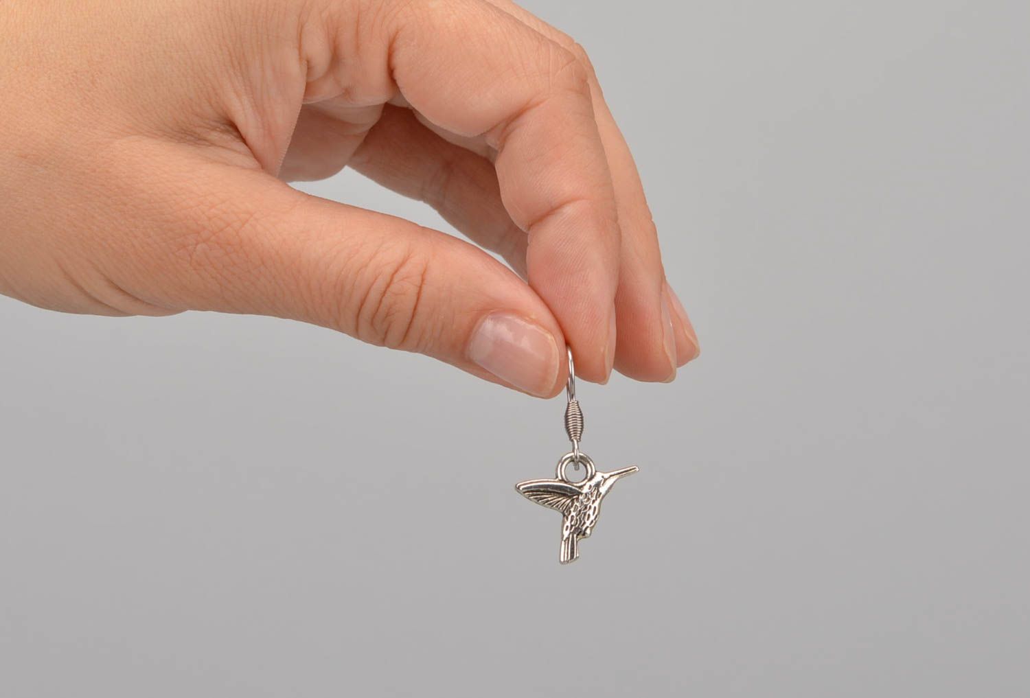Handmade Metall Schmuck ausgefallener Ohrschmuck Ohrringe für Damen Kolibris foto 2