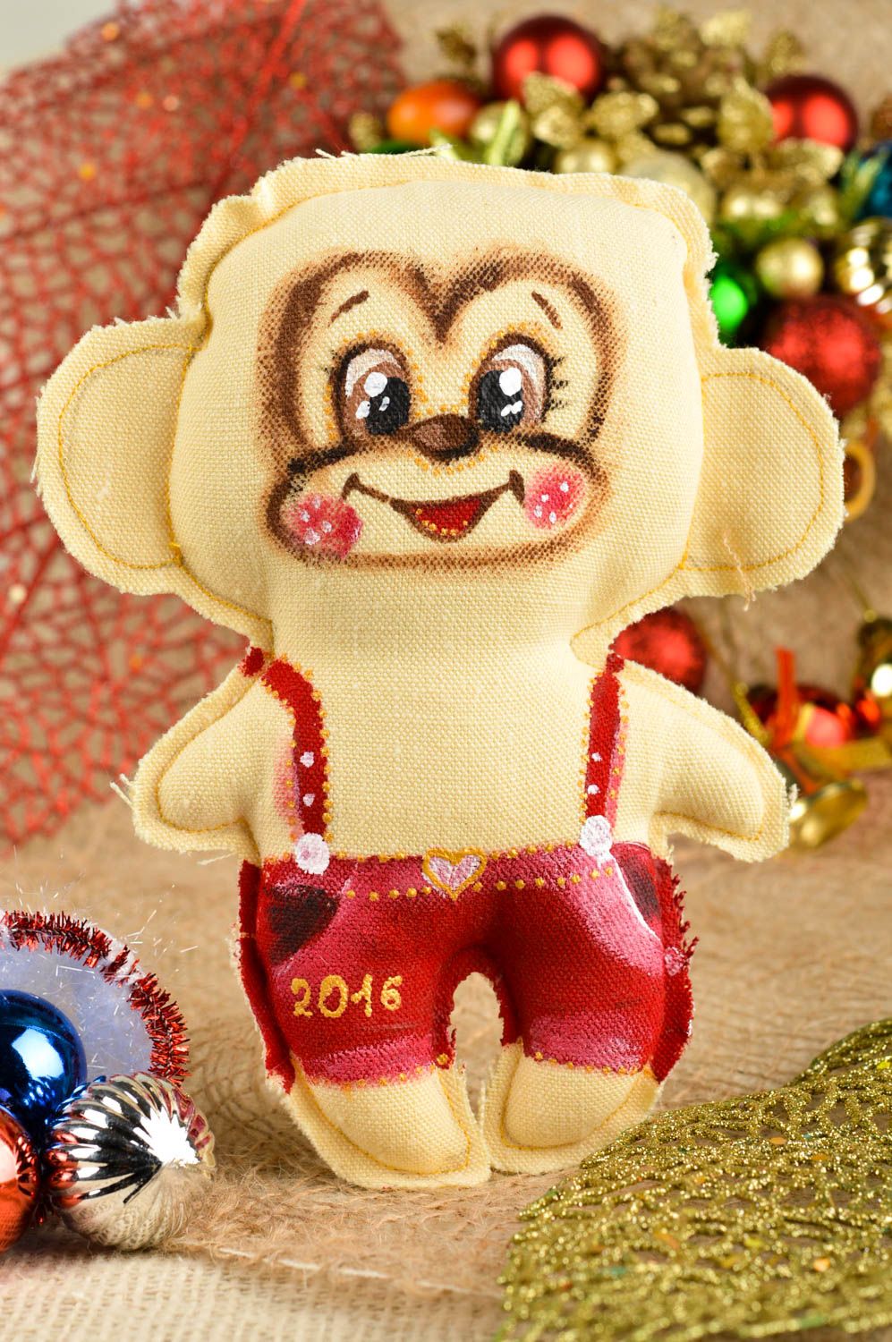 Мягкая игрушка обезьянка ручная работа стильный декор для дома игрушка из ткани фото 1
