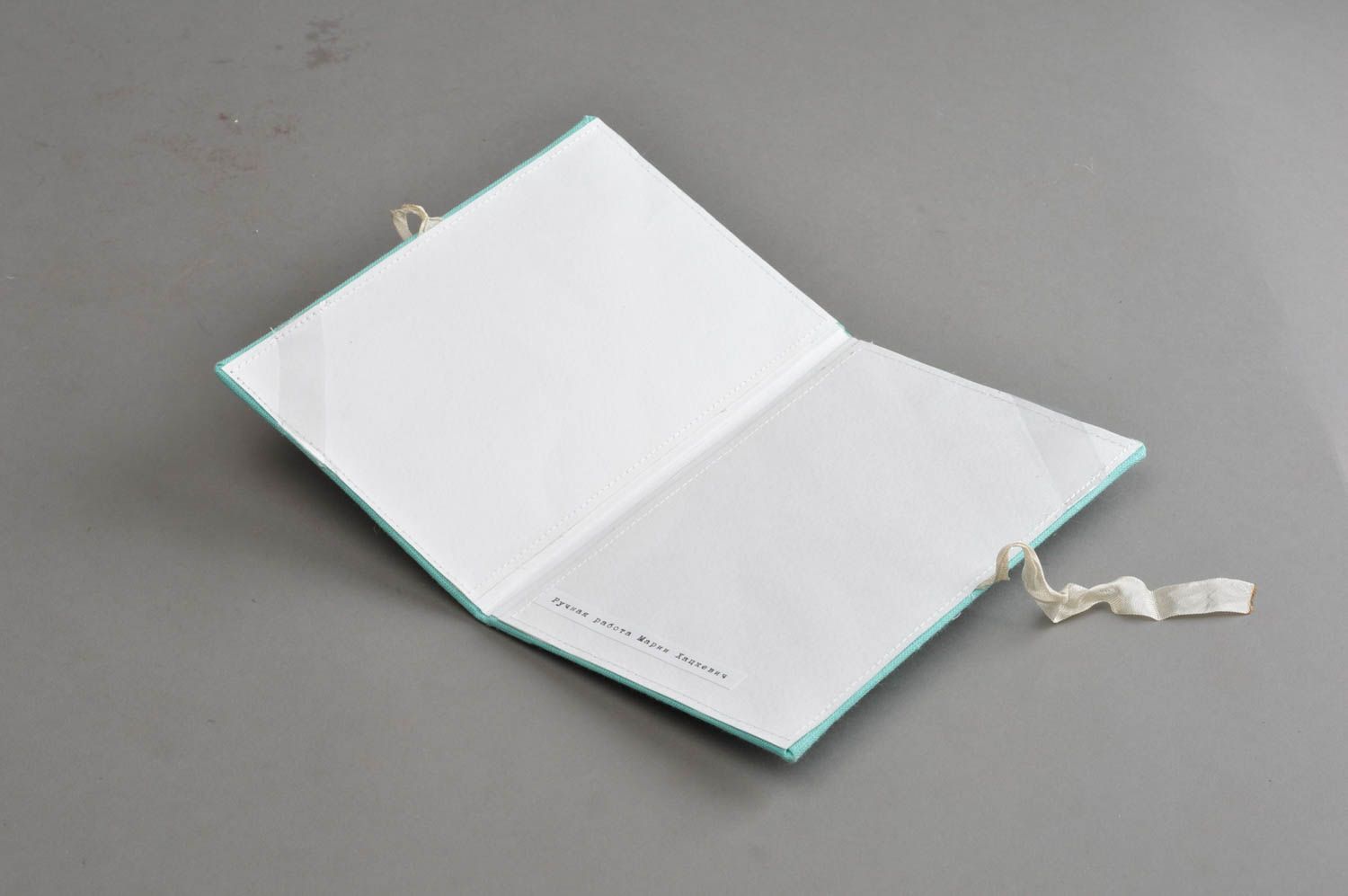 Dossier carton bleu fait main avec fleur en tissu Accessoire de bureau photo 5