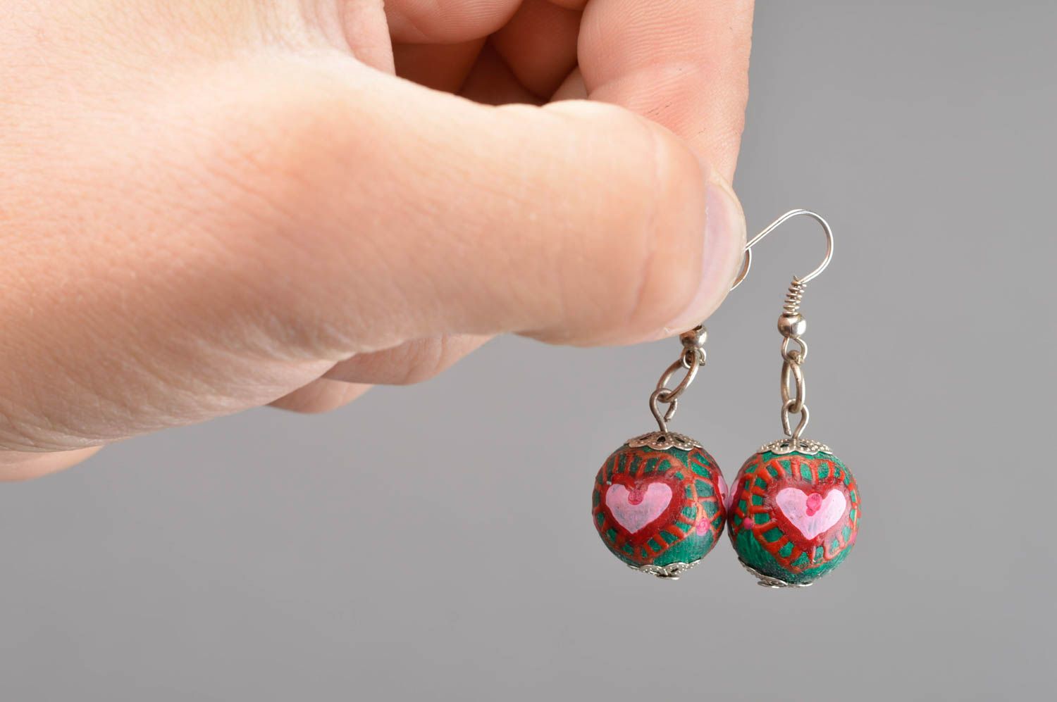 Stylish handmade dangle earrings wooden ball earrings wood craft gifts for her photo 4