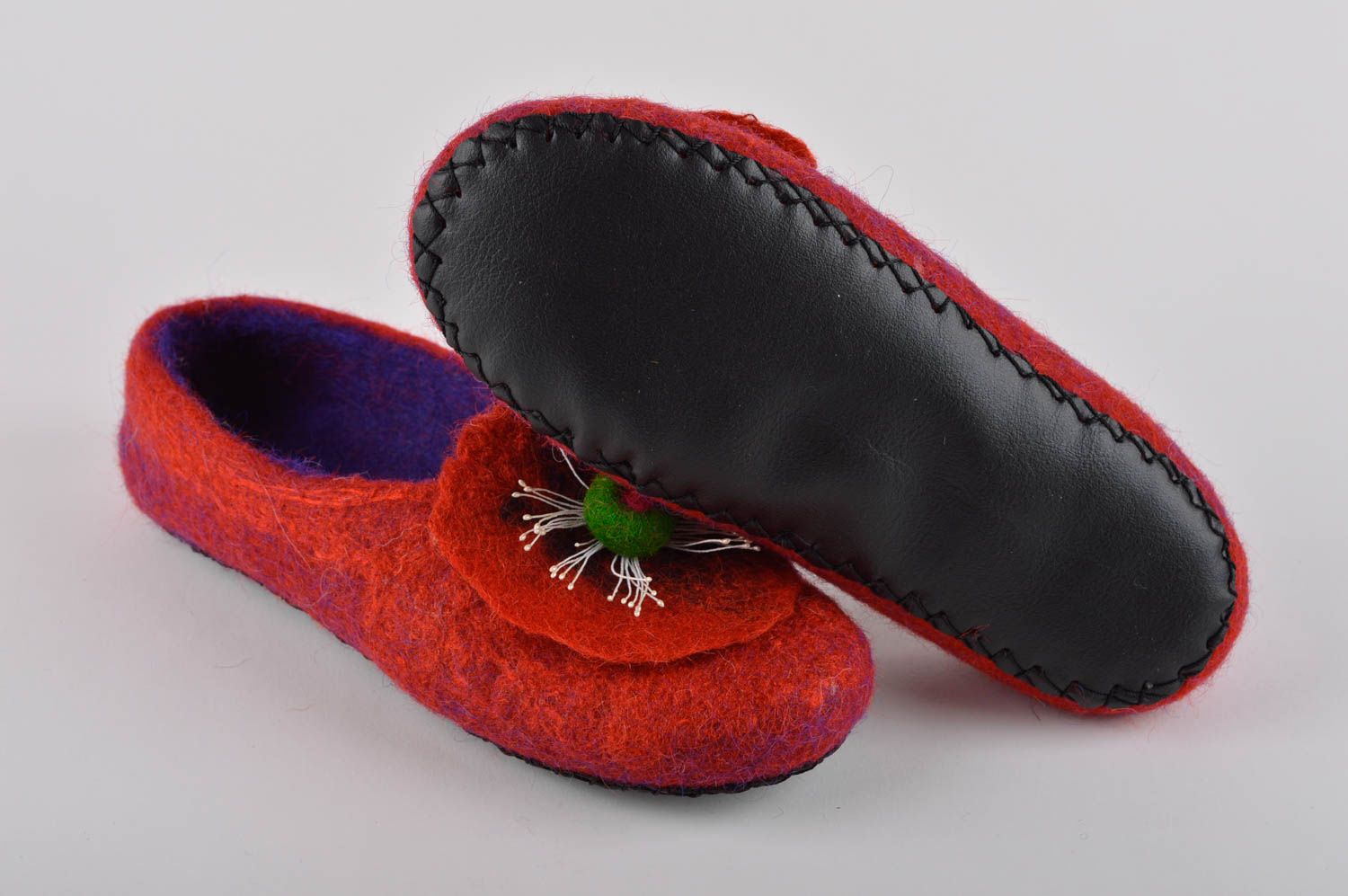 Zapatillas de casa hechas a mano con flores calzado femenino regalo original foto 5