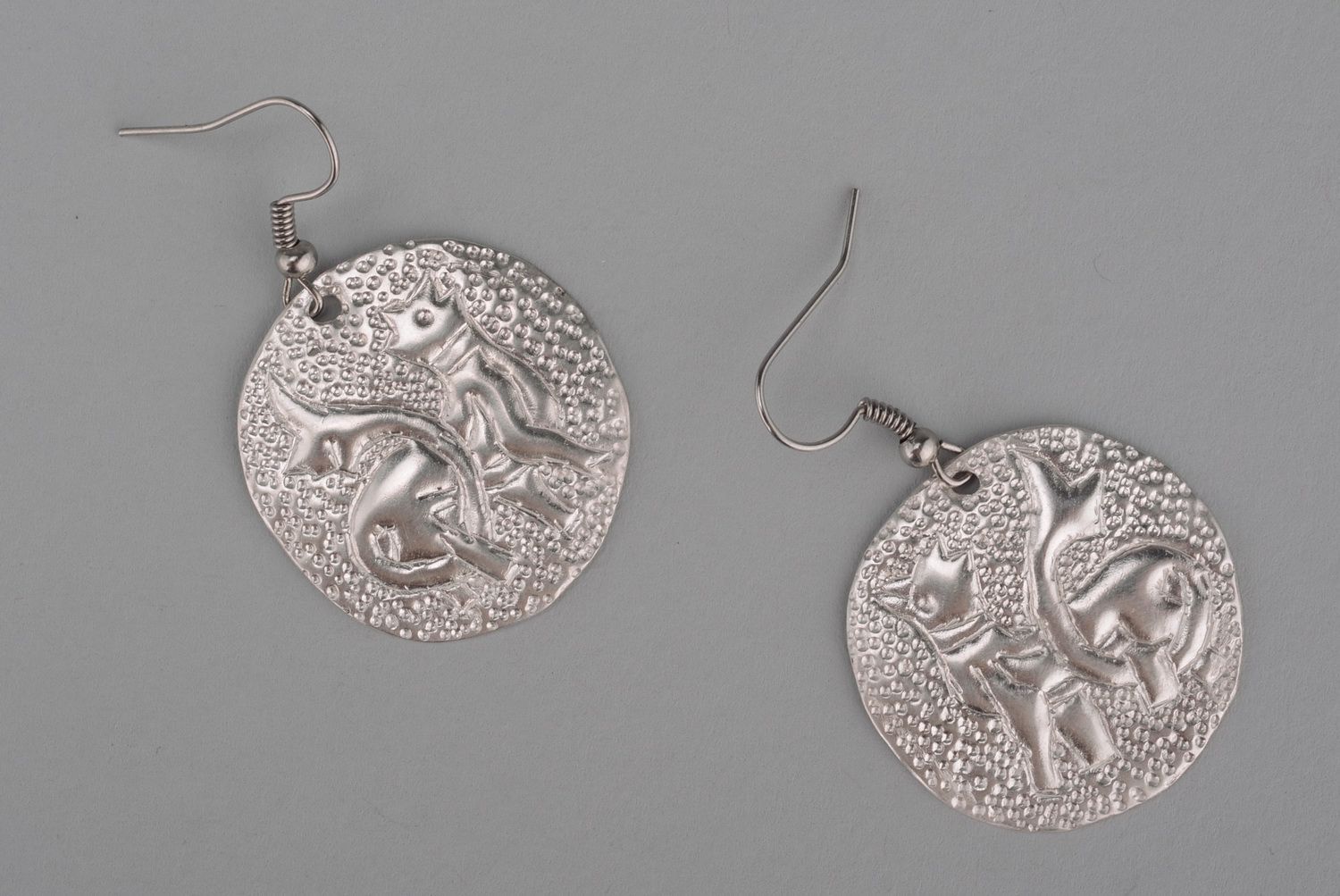 Metal earrings Simargles with silvering photo 1