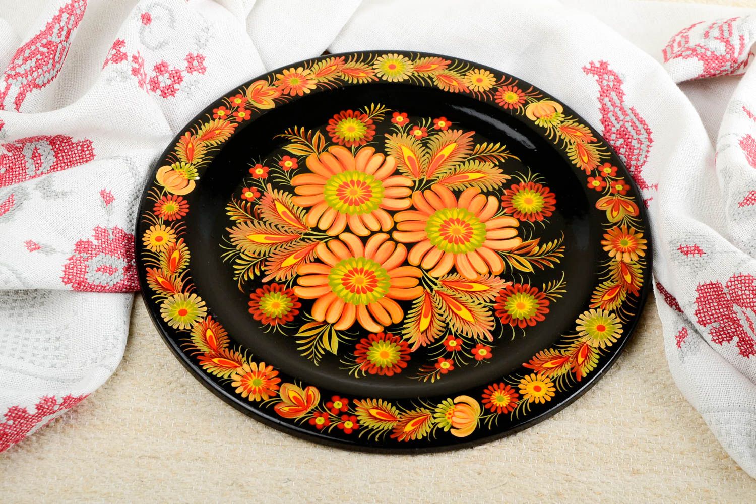 Подарочная тарелка с росписью хенд мейд деревянная посуда декор для дома фото 1