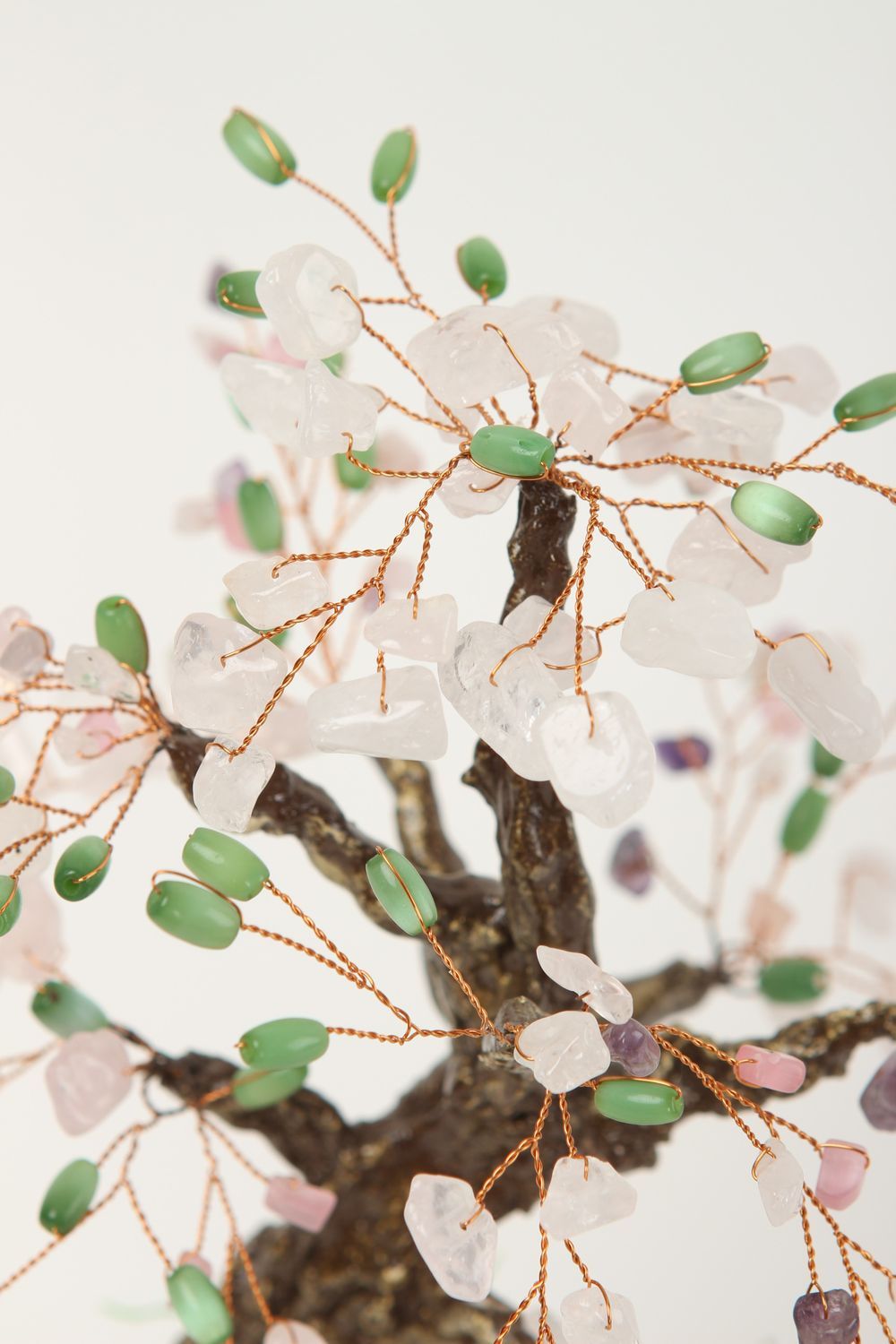 Handmade schöner Perlen Baum Wohn Accessoire dekorativer Baum mit echten Steinen foto 3