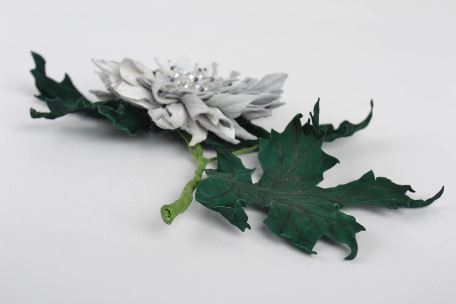 Кожаная брошь цветок аксессуар ручной работы украшение женское оригинальное фото 4