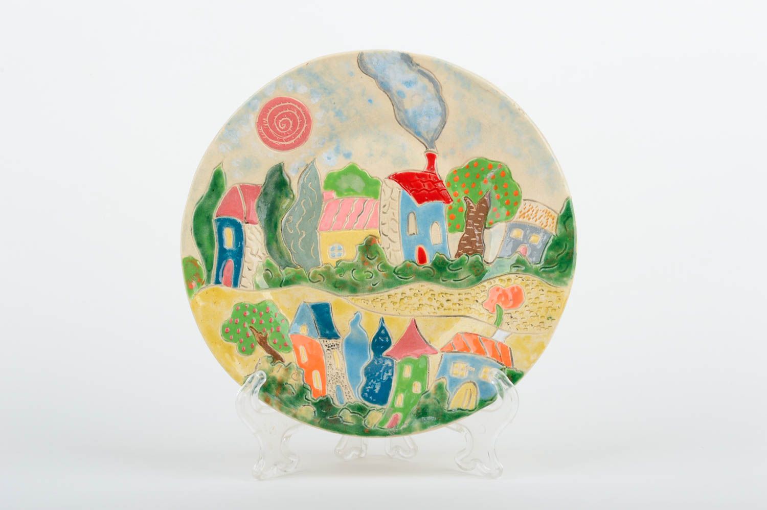 Unusual handmade ceramic plate decorative plate design home ceramics photo 1