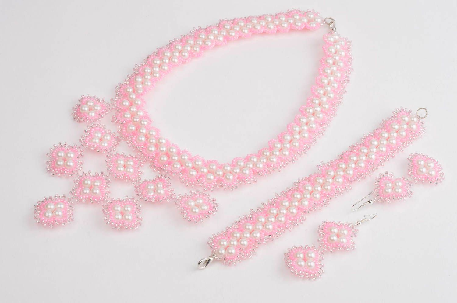 Beautiful handmade jewelry set beaded earrings beaded necklace bracelet designs photo 3