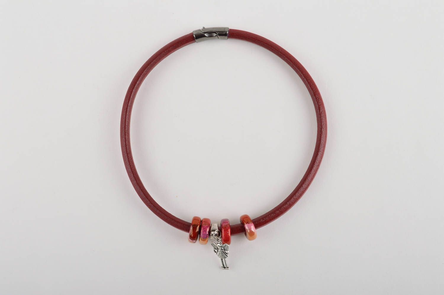 Leder Armband mit Fee handgemachter Schmuck Collier Halskette braun originell foto 2