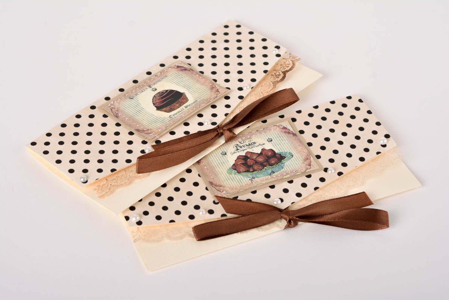 Handmade 2 Scrapbooking Karten ausgefallenes Geschenk beige schöne Grußkarten foto 4